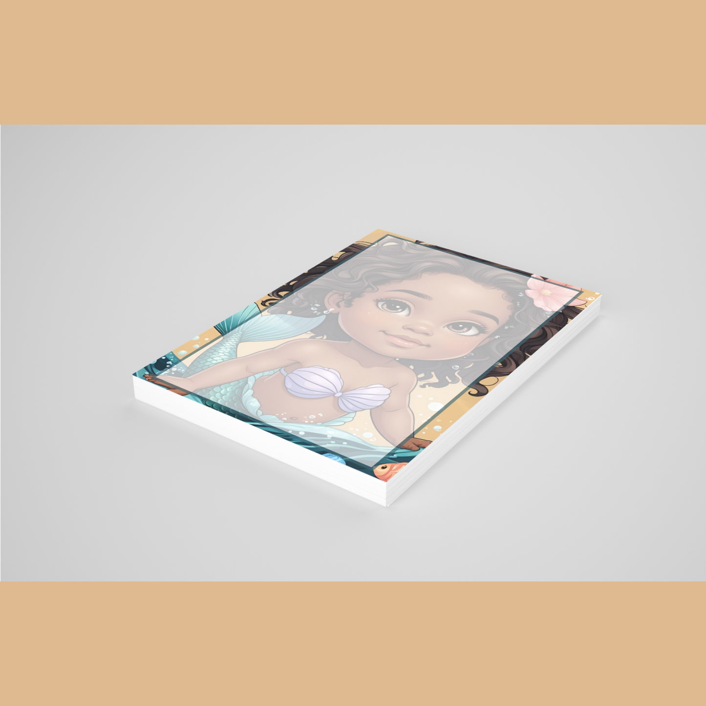 π§πΎββοΈβ¨ Brown Girl Magic Chibi Mermaid Notepad β Version D, 4x6, 50 Pages, 5 Afro-Mermaid Designs ππ