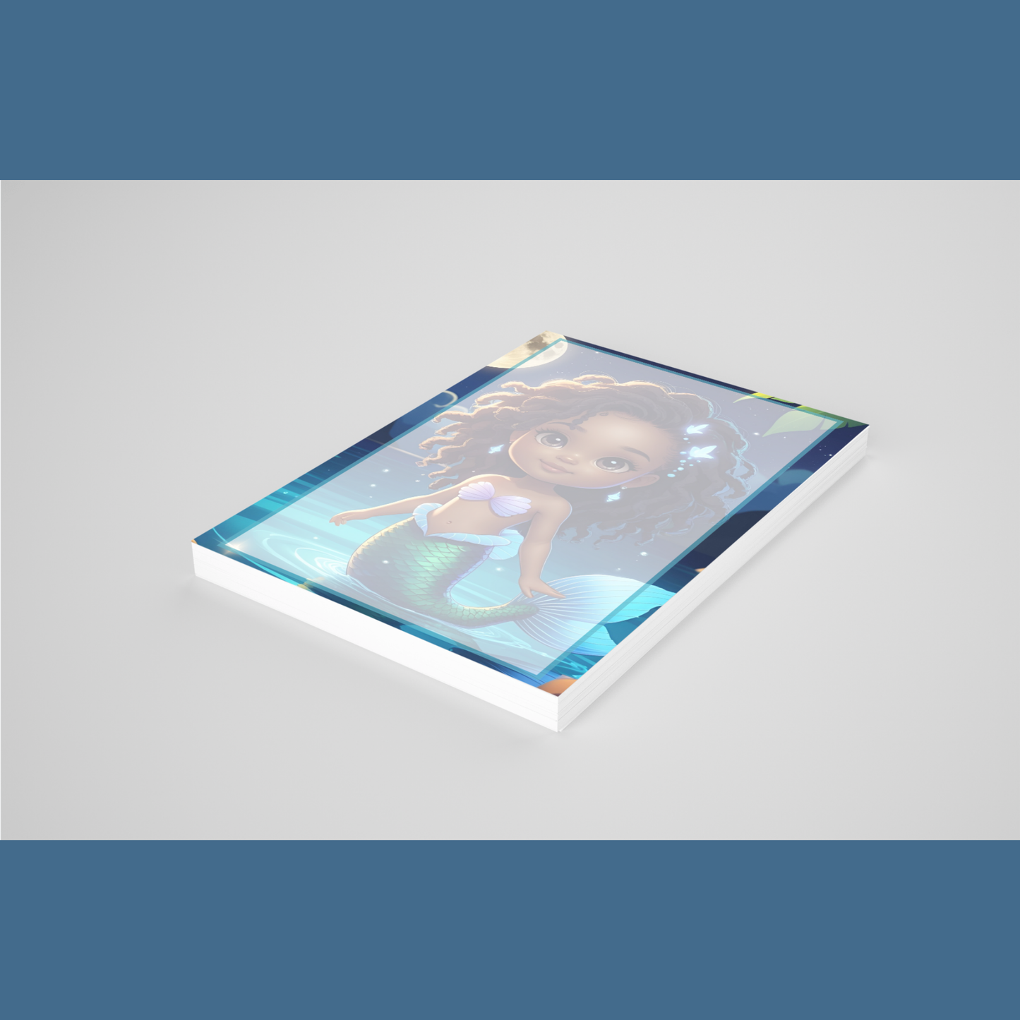π§πΎββοΈβ¨ Brown Girl Magic Chibi Mermaid Notepad β Version D, 4x6, 50 Pages, 5 Afro-Mermaid Designs ππ