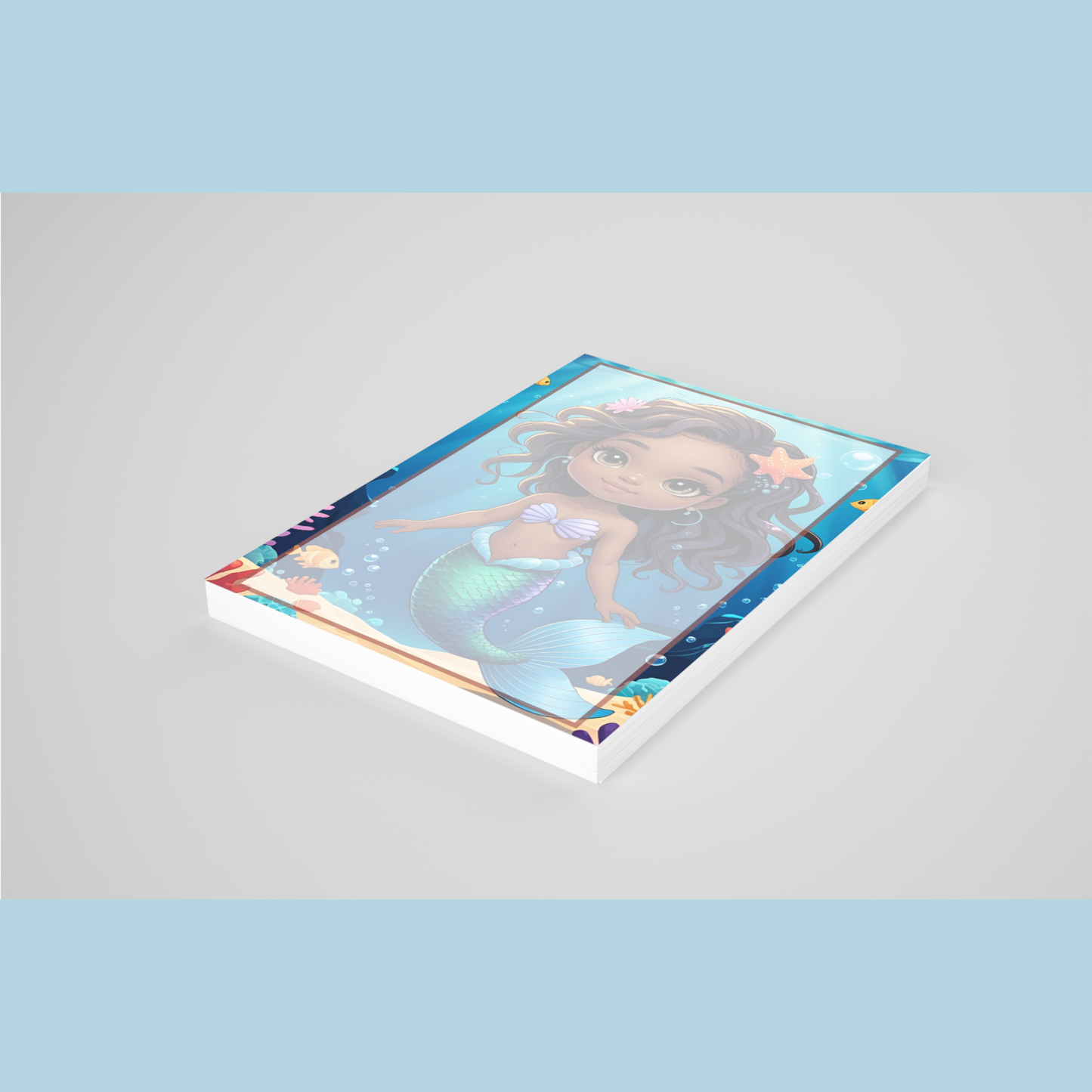 π§πΎββοΈβ¨ Brown Girl Magic Chibi Mermaid Notepad β Version D, 4x6, 50 Pages, 5 Afro-Mermaid Designs ππ