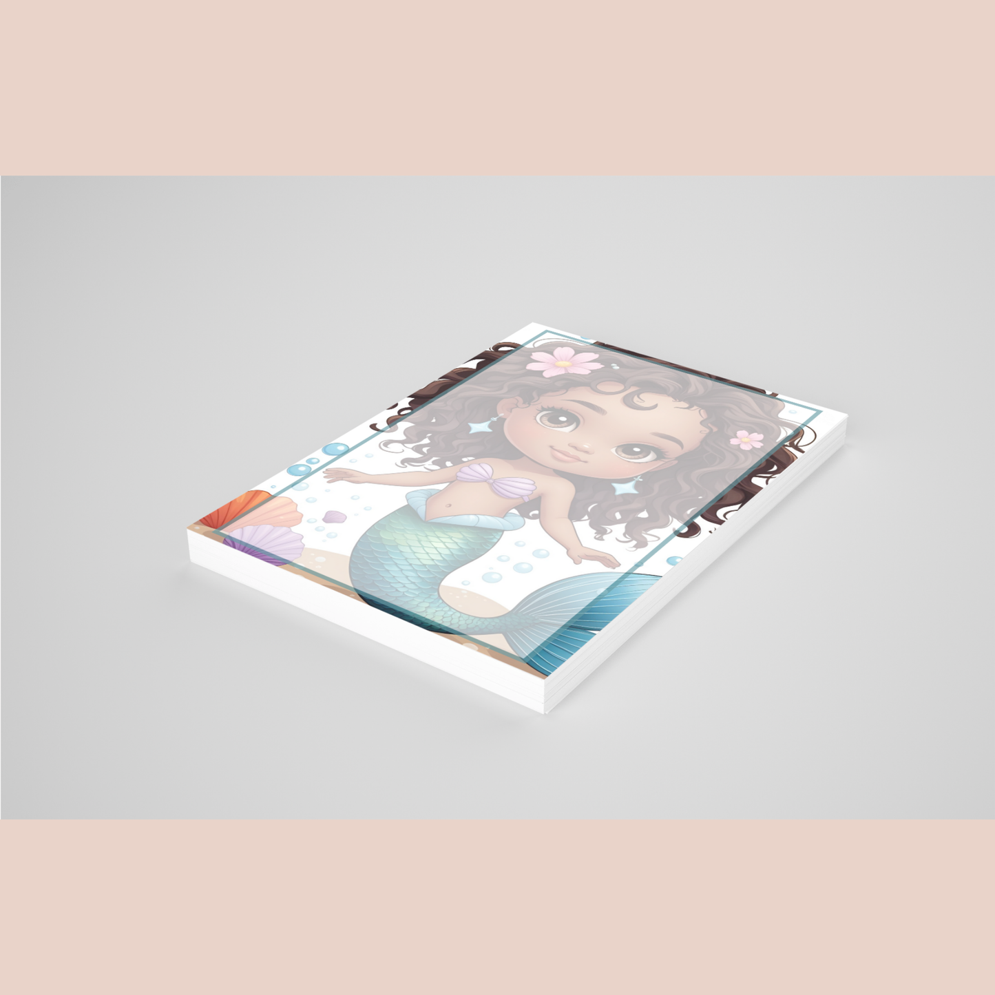 ππ§πΏββοΈ Chibi Mermaid Notepad  Version C| Brown Girl Magic | 4x6 | 50 Pages Cute Kawaii Stationery | Gift for Mermaid Lovers πβ¨