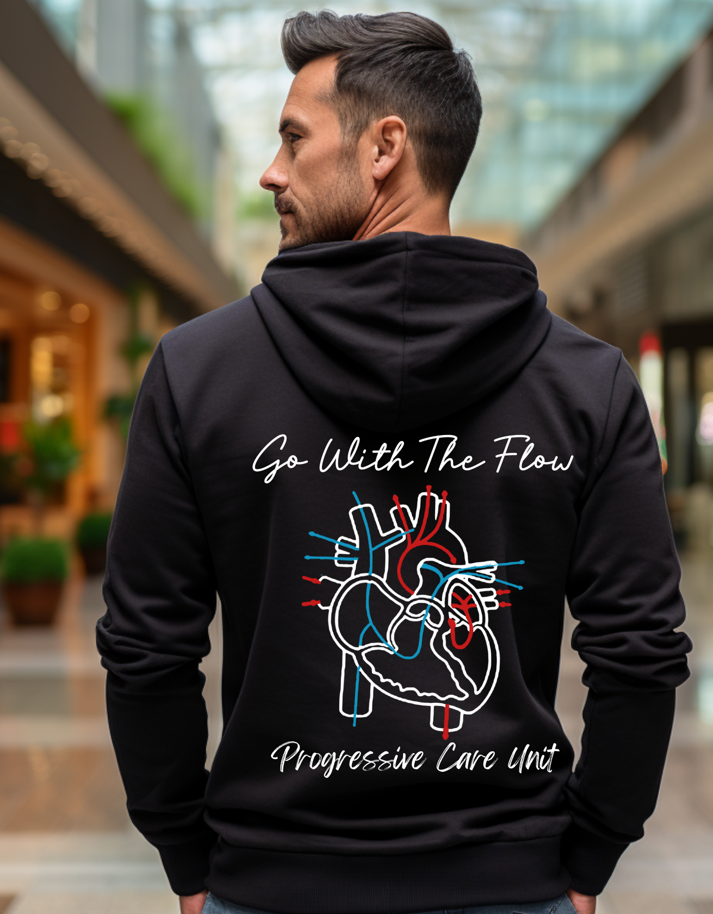 Zip up "Go with the Flow" hoodie