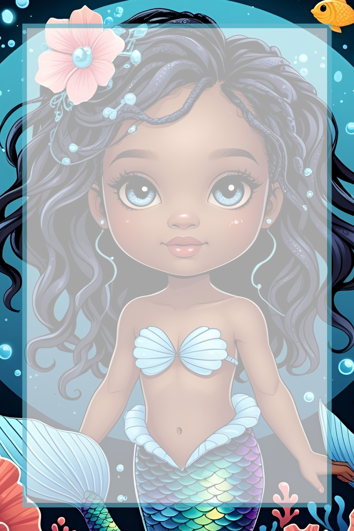 π§πΎββοΈβ¨ Brown Girl Magic Chibi Mermaid Notepad β Version D, 4x6, 50 Pages, 5 Afro-Mermaid Designs ππ