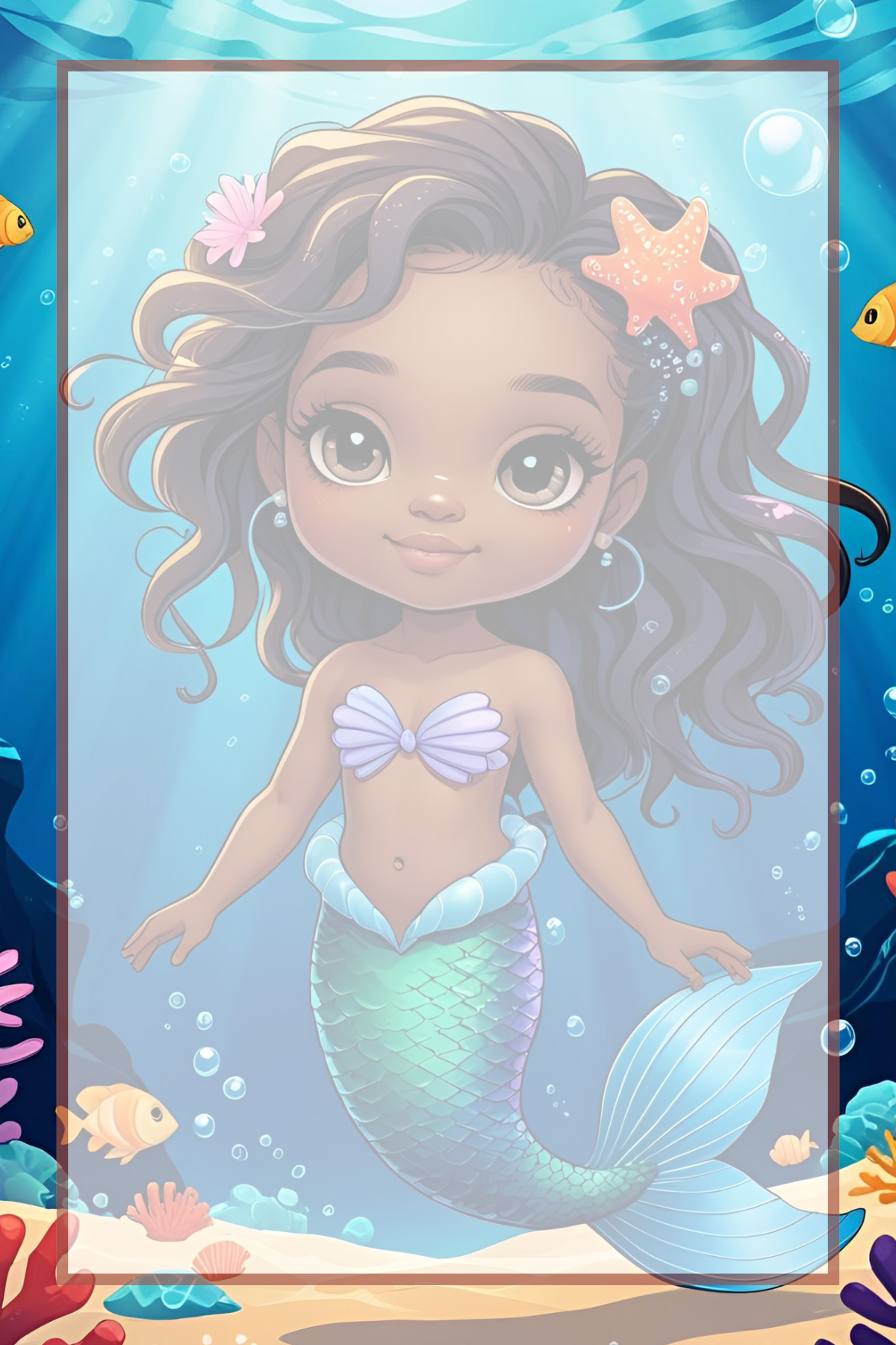π§πΎββοΈβ¨ Brown Girl Magic Chibi Mermaid Notepad β Version D, 4x6, 50 Pages, 5 Afro-Mermaid Designs ππ
