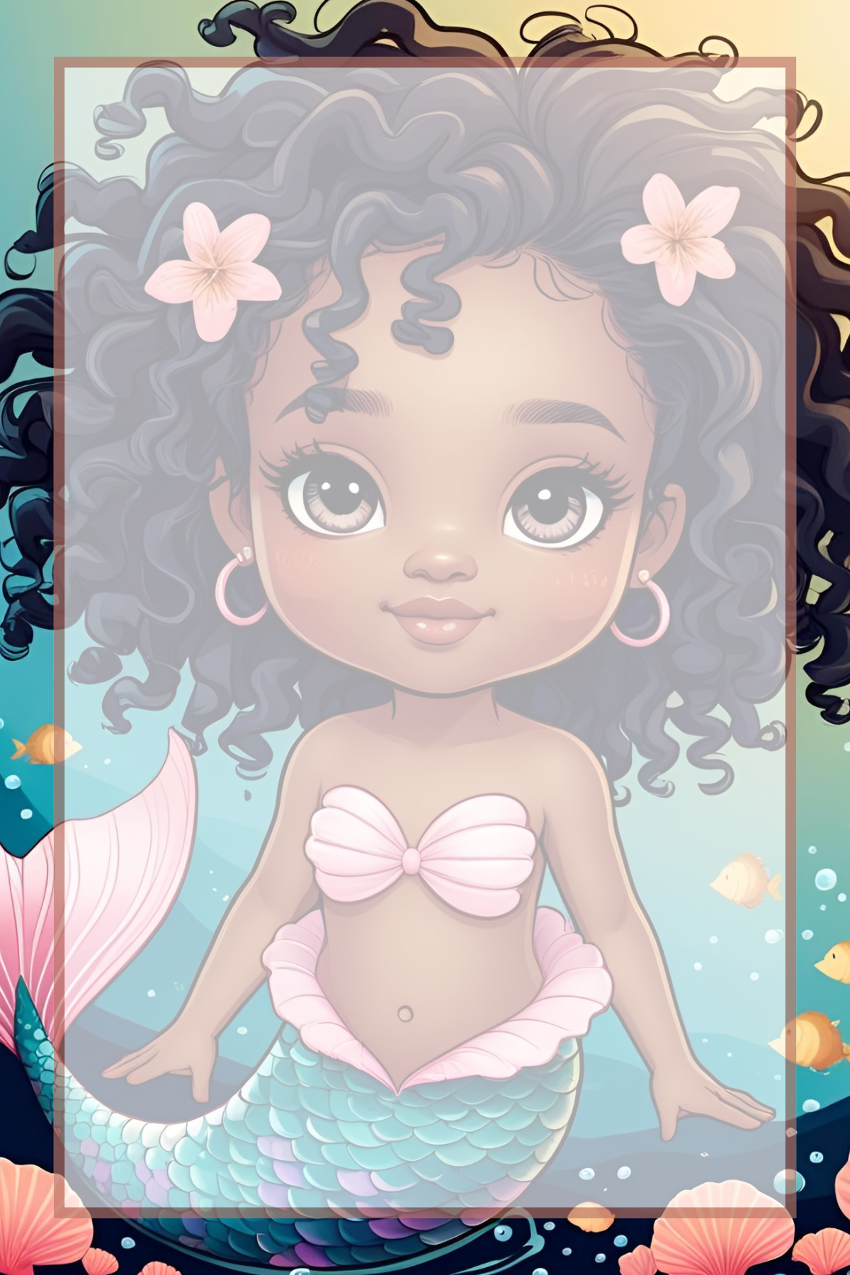 π§πΎββοΈβ¨ Brown Girl Magic Chibi Mermaid Notepad β Version D, 4x6, 50 Pages, 5 Afro-Mermaid Designs ππ