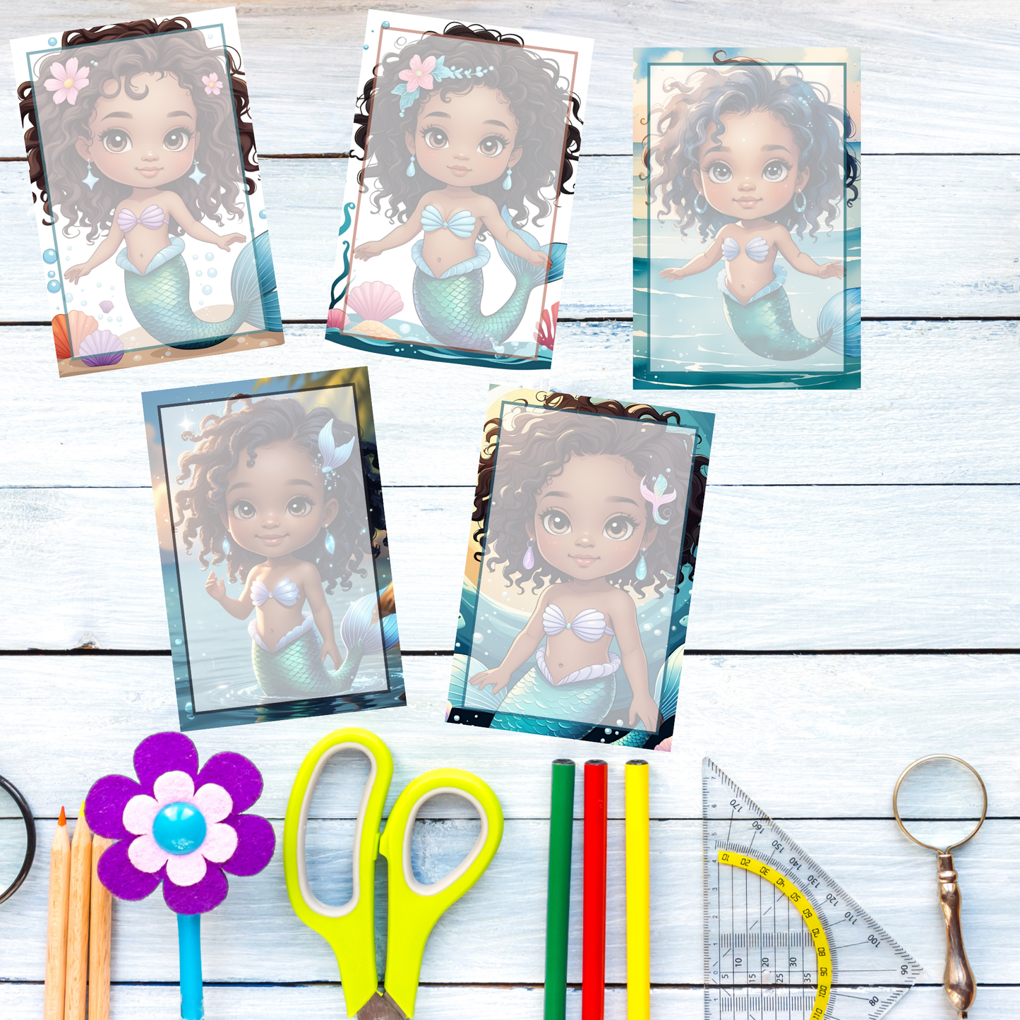 ππ§πΏββοΈ Chibi Mermaid Notepad  Version C| Brown Girl Magic | 4x6 | 50 Pages Cute Kawaii Stationery | Gift for Mermaid Lovers πβ¨