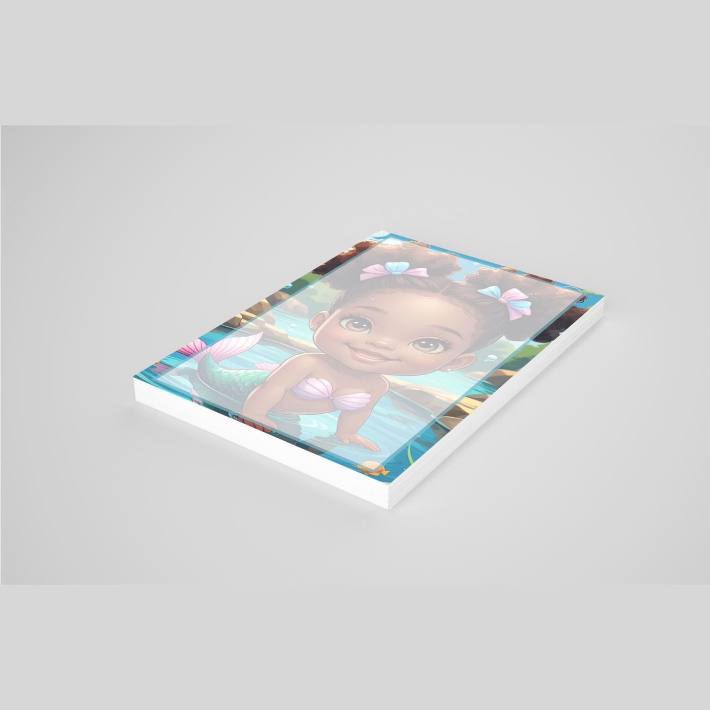 š§š¾āāļøāØ Brown Girl Magic Chibi Mermaid Notepad ā Version B, 5 Afro-Mermaid Designs, 4x6, 50 Pages šš