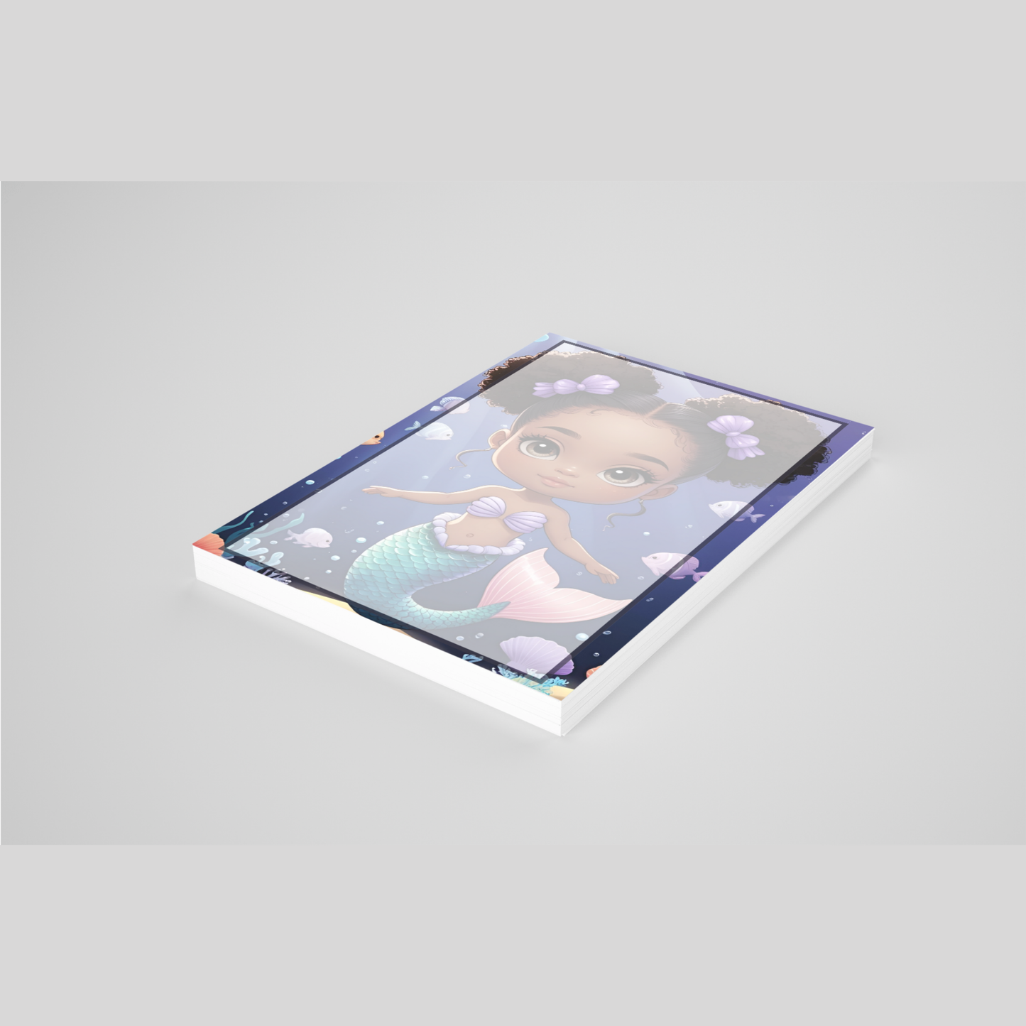 š§š¾āāļøāØ Brown Girl Magic Chibi Mermaid Notepad ā Version B, 5 Afro-Mermaid Designs, 4x6, 50 Pages šš