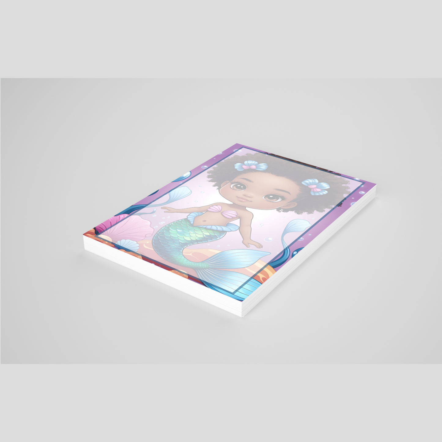 š§š¾āāļøāØ Brown Girl Magic Chibi Mermaid Notepad ā Version B, 5 Afro-Mermaid Designs, 4x6, 50 Pages šš