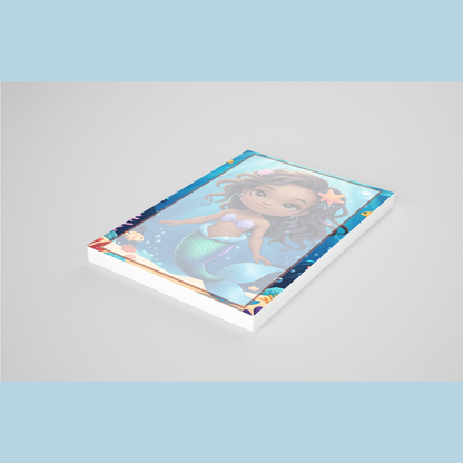 🧜🏾‍♀️✨ Brown Girl Magic Chibi Mermaid Notepad – Version D, 4x6, 50 Pages, 5 Afro-Mermaid Designs 🌈💖