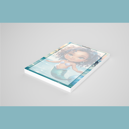 🌊🧜🏿‍♀️ Chibi Mermaid Notepad  Version C| Brown Girl Magic | 4x6 | 50 Pages Cute Kawaii Stationery | Gift for Mermaid Lovers 💎✨
