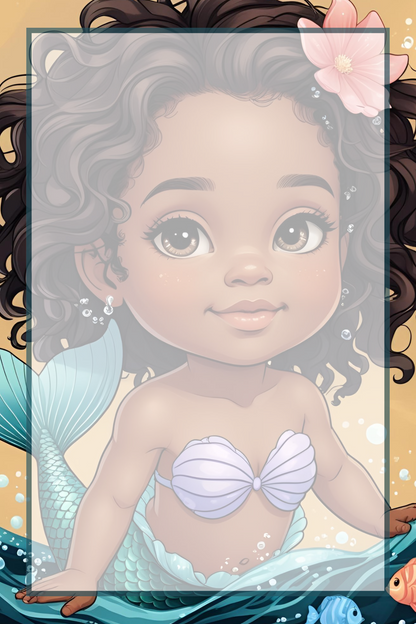 🧜🏾‍♀️✨ Brown Girl Magic Chibi Mermaid Notepad – Version D, 4x6, 50 Pages, 5 Afro-Mermaid Designs 🌈💖