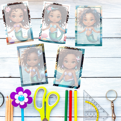 🌊🧜🏿‍♀️ Chibi Mermaid Notepad  Version C| Brown Girl Magic | 4x6 | 50 Pages Cute Kawaii Stationery | Gift for Mermaid Lovers 💎✨