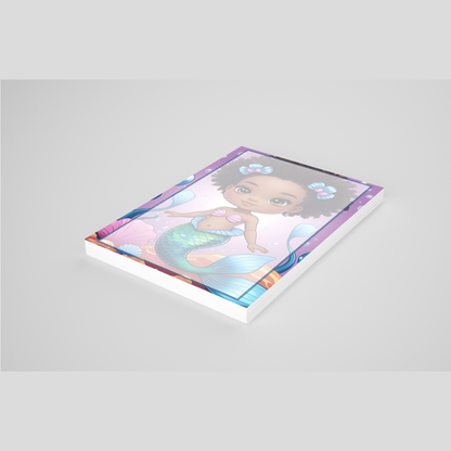 🧜🏾‍♀️✨ Brown Girl Magic Chibi Mermaid Notepad – Version B, 5 Afro-Mermaid Designs, 4x6, 50 Pages 🌊💖